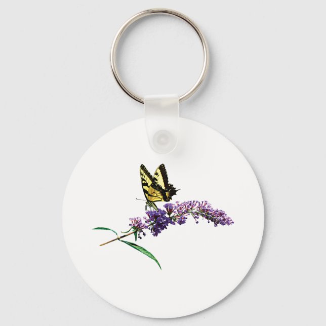 Tiger Swallowtail on Purple Butterfly Bush Keychain (Front)
