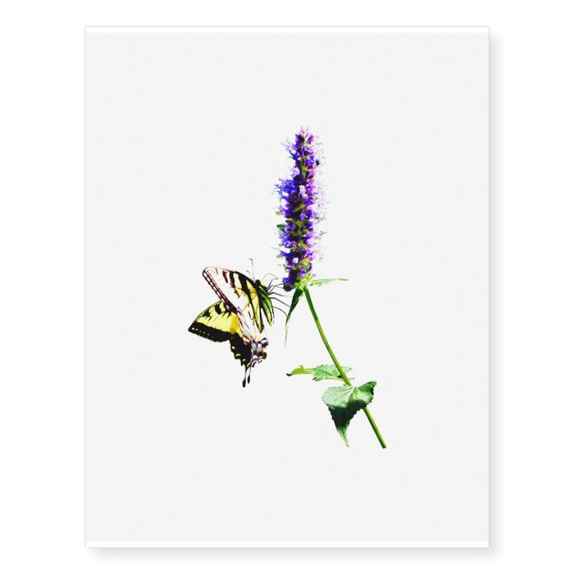 Tiger Swallowtail on Purple Salvia Temporary Tattoos (Front)