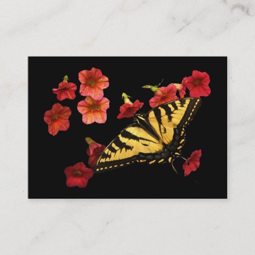 Customizable Tiger Swallowtail on Red Flowers ATC Business Card Templates