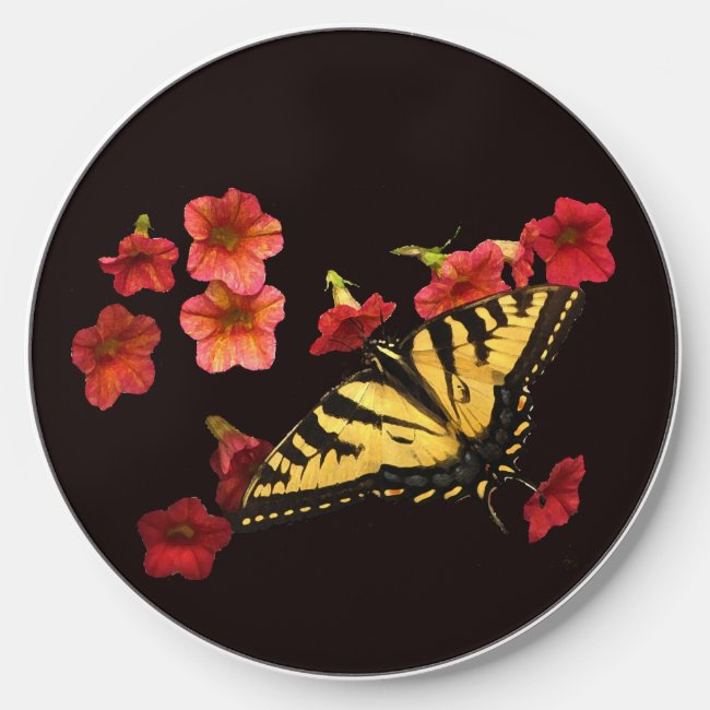 Tiger Swallowtail on Red Flowers Wireless Charger