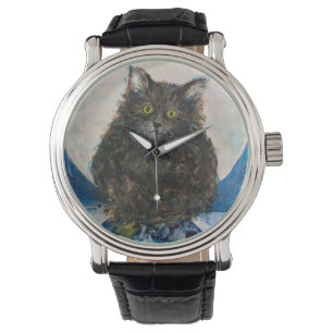 Tiger Tabby Cat Moon Night Maureen Girard Watch