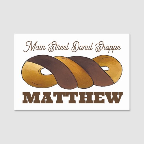 Tiger Tail Twist Doughnut Donut Pastry Shop Bakery Name Tag
