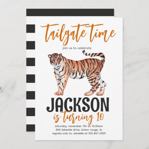 Tiger Tailgate Birthday Invite