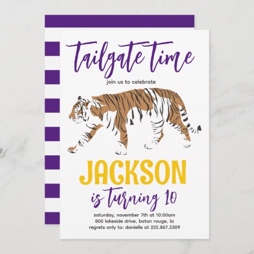 Tiger Tailgate Birthday Invite