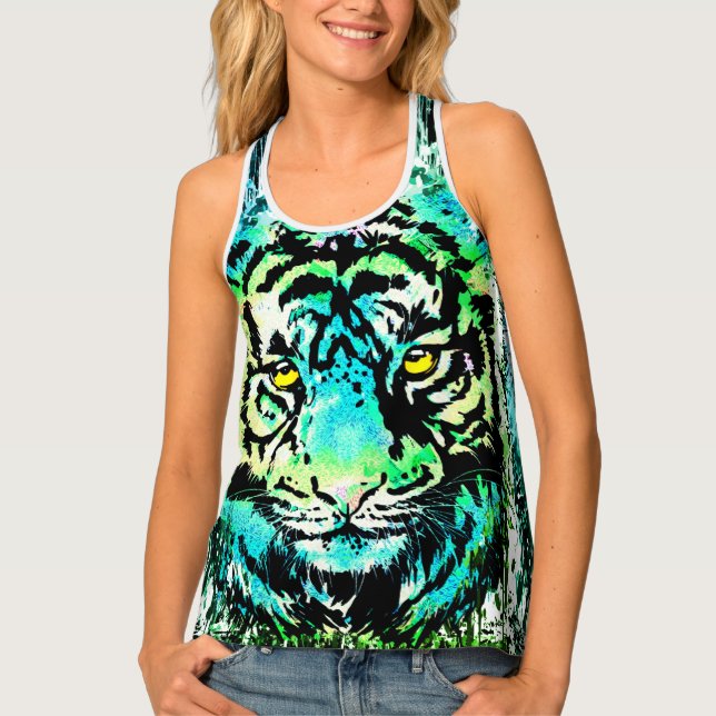 Tiger Tank Top - Colourful Tiger Eyes  (Front)