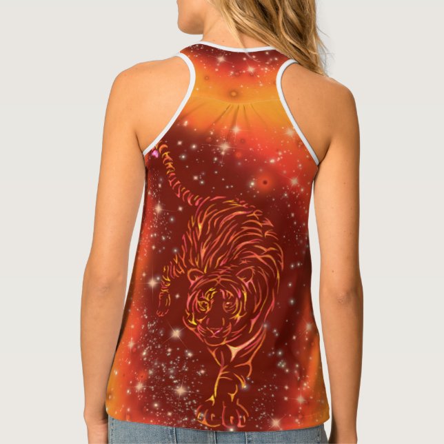 Tiger Tank Top Running In Galaxy Starry Night  (Back)