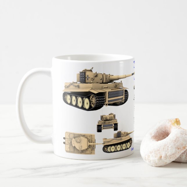 Tiger Tank, world war 2 heavy weapon Coffee Mug (With Donut)