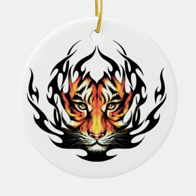 Tiger Tattoo Ceramic Ornament (Front)