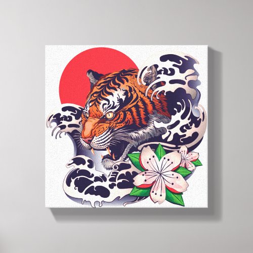 Tiger tattoo designs slogan pattern name  canvas print