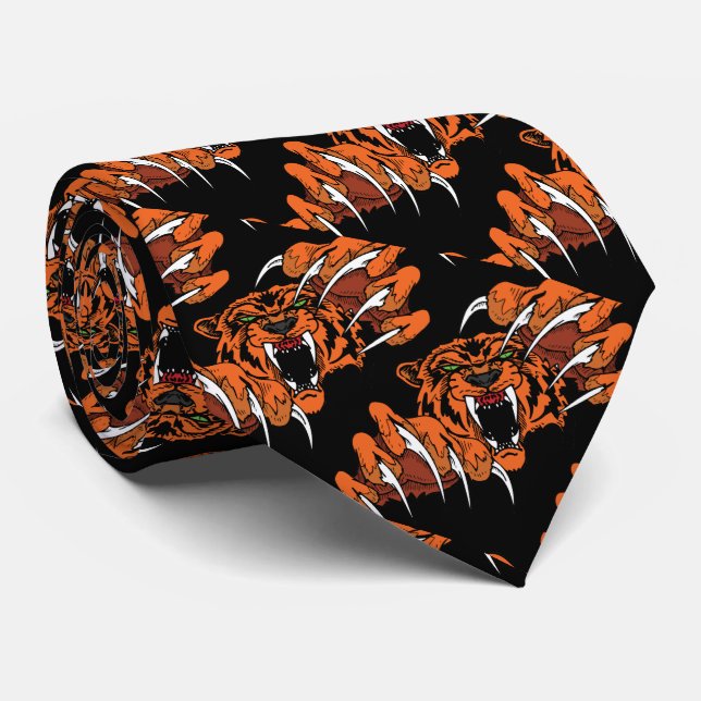 Tiger Team Mascot Football Basketball Necktie (Rolled)