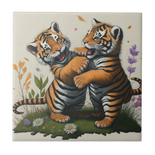 Tiger Teamwork Ceramic Tile