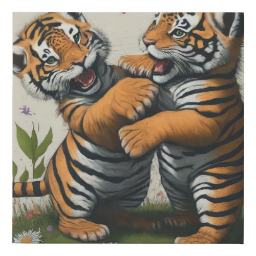 Tiger Teamwork Faux Canvas Print