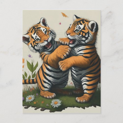 Tiger Teamwork Postcard