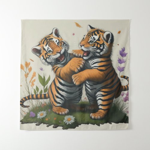 Tiger Teamwork Tapestry