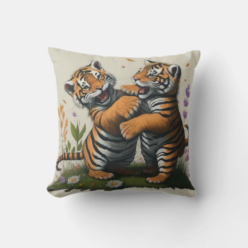 Tiger Teamwork Throw Pillow