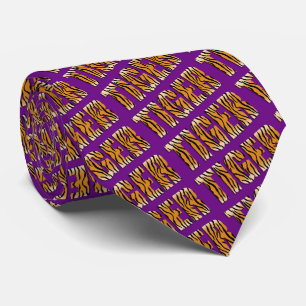 Tiger Text Tiger Print Team Mascot Necktie