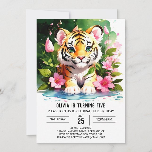 Tiger Theme Birthday Invitation (Front)