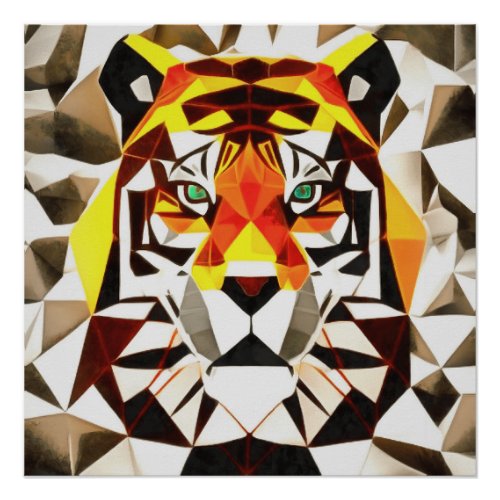 Tiger Tiger Fearful Symmetry Geometric Art Poster