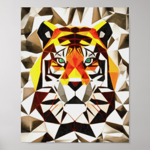 Tiger Tiger Fearful Symmetry Geometric Art Poster