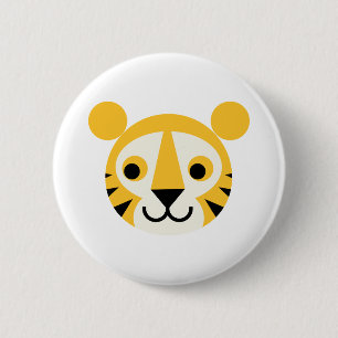 Tiger Tigers Big Cat Cats Cute Head Smile Button
