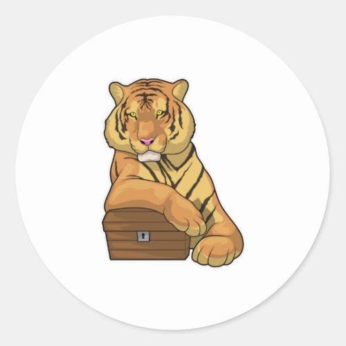 Tiger Treasure chest Classic Round Sticker