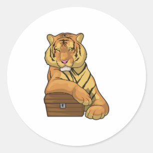 Tiger Treasure chest Classic Round Sticker