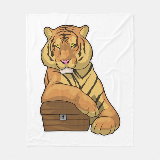 Tiger Treasure chest Fleece Blanket (Front)
