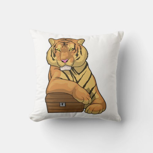 Tiger Treasure chest Throw Pillow