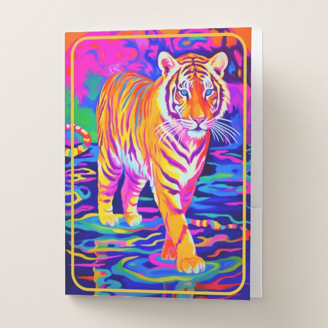 Tiger & Unicorn Neon Pocket Folders - Set of 5 (Front)