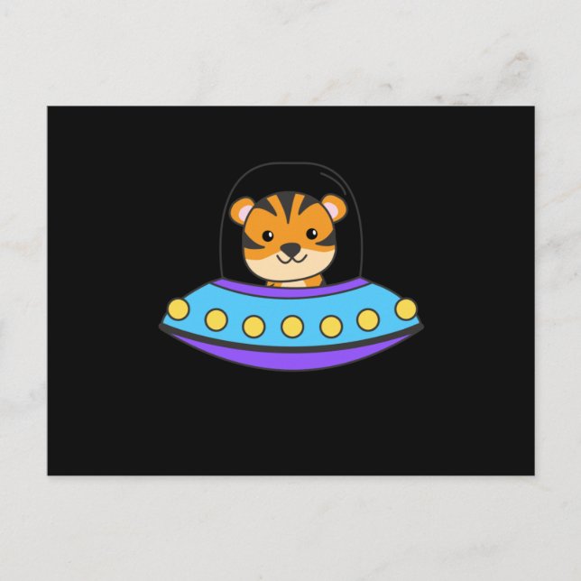 Tiger Universe UFO In Space Spaceship Postcard (Front)