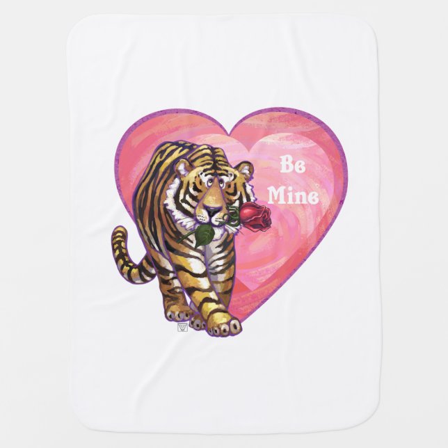 Tiger Valentine's Day Baby Blanket (Front)