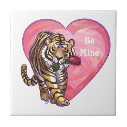 Tiger Valentines Day Ceramic Tile