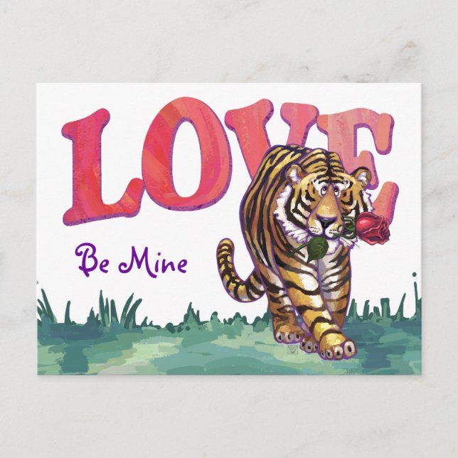 Tiger Valentine's Day Holiday Postcard (Front)
