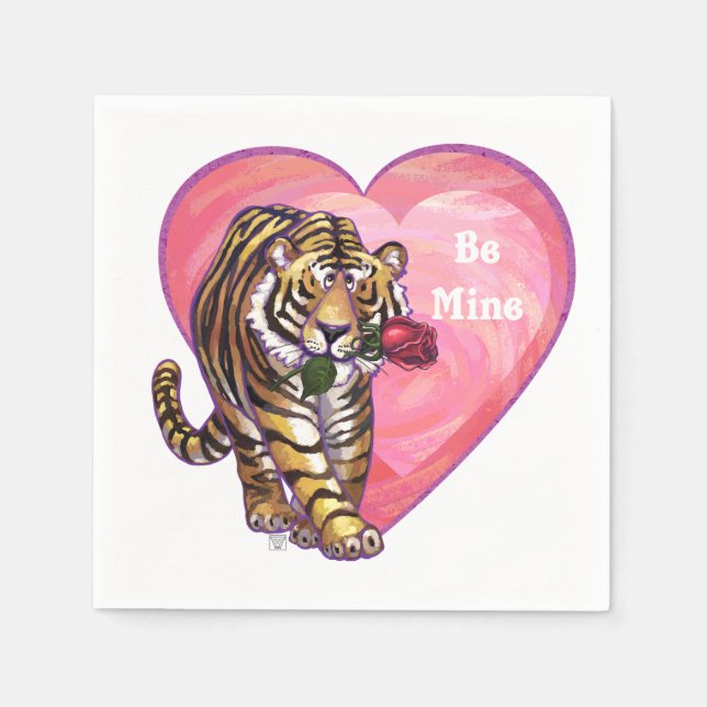 Tiger Valentine's Day Paper Napkins (Front)