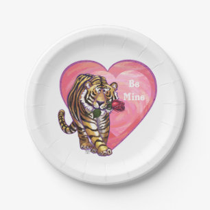 Tiger Valentine's Day Paper Plates