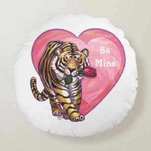 Tiger Valentine's Day Round Pillow
