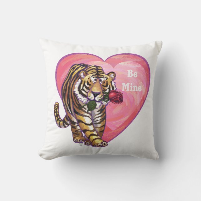Tiger Valentine's Day Throw Pillow (Front)