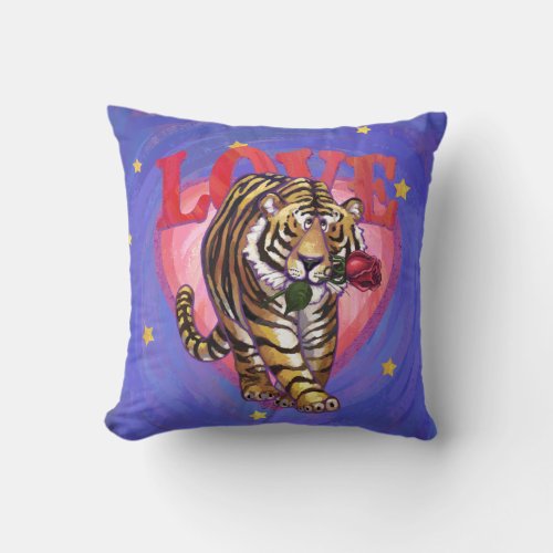 Tiger Valentines Day Throw Pillow