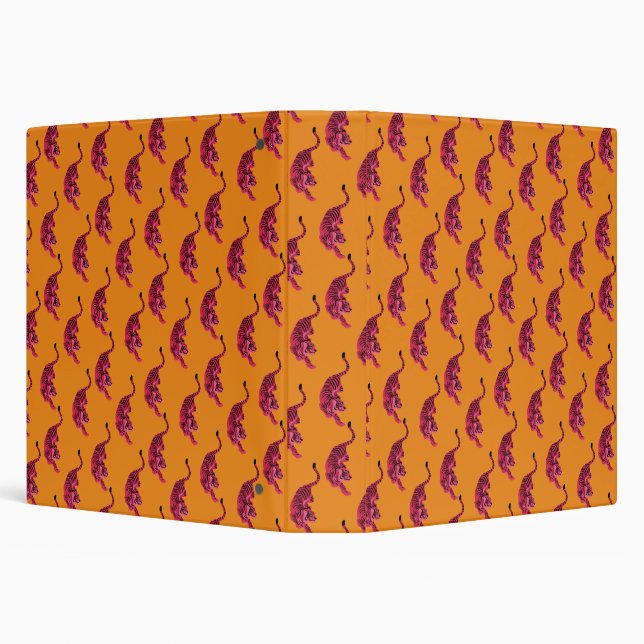 Tiger - Vibrant Pink 3 Ring Binder (Background)