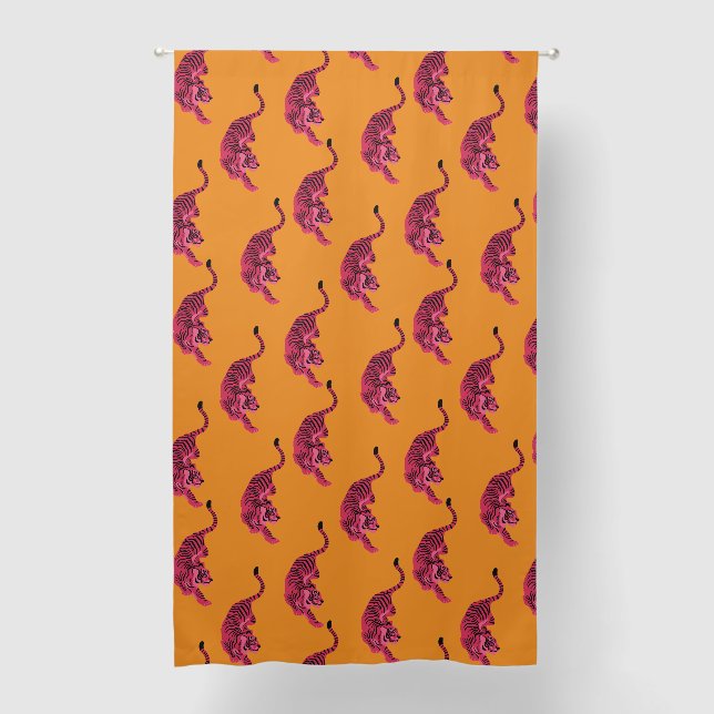 Tiger - Vibrant Pink Blackout Curtains (Front)