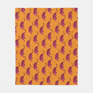 Tiger - Vibrant Pink Fleece Blanket