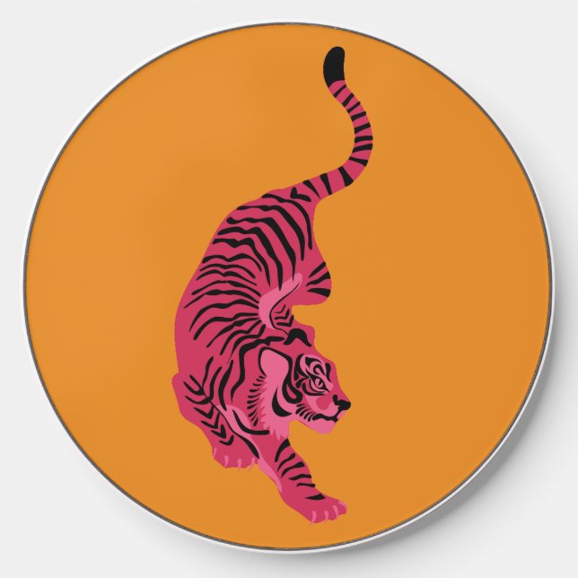 Tiger - Vibrant Pink Wireless Charger (Front)