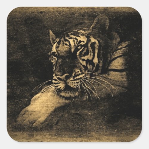Tiger Vintage Art Sticker