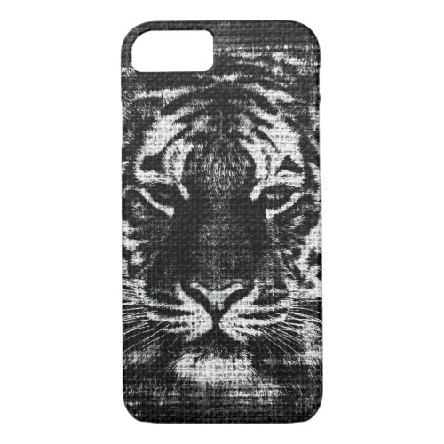 Tiger Vintage Burlap Rustic Jute iPhone 87 Case