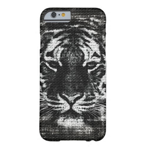 Tiger Vintage Burlap Rustic Jute Barely There iPhone 6 Case