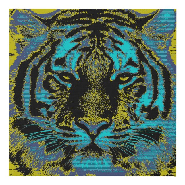 Tiger Vintage Faux Canvas Print (Front)