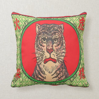 Tiger, Vintage Japanese Art Throw Pillow
