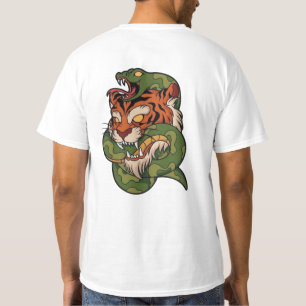 Tiger vs Snake Wild Animal Battle Artwork  T-Shirt