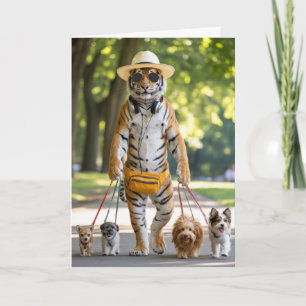 Tiger Walkin' the Dog Card
