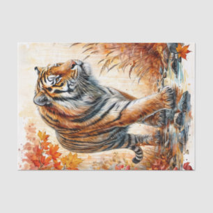 Tiger Walking Autumn Art Tissue Paper